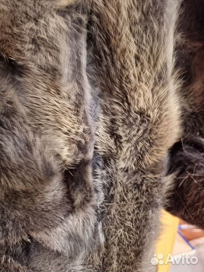 Шуба из кусочков норки серо-голубая. Р.48-52