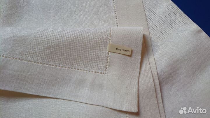 Новая скатерть СССР льняная 170x140 белая жаккард