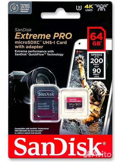 Карта памяти SanDisk Extreme Pro 64GB microsdxc