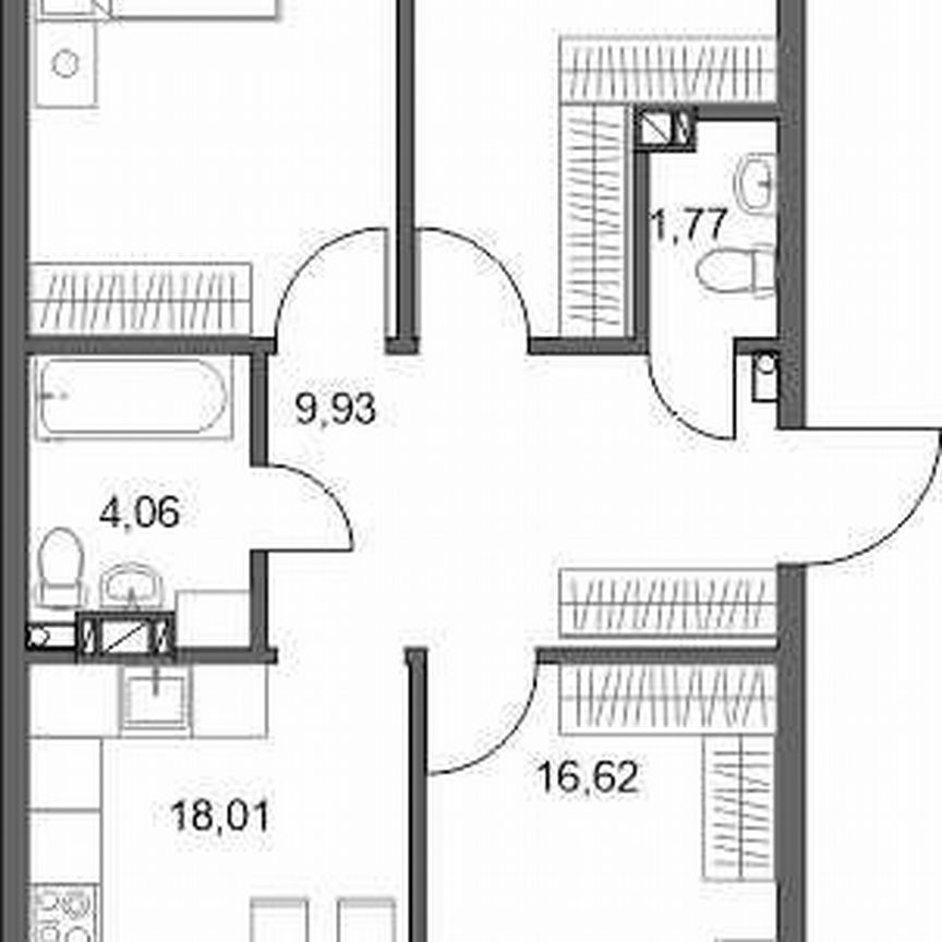 3-к. квартира, 89,8 м², 1/5 эт.