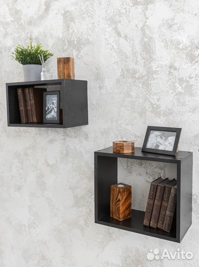 Настенный полки чёрные 2 шт