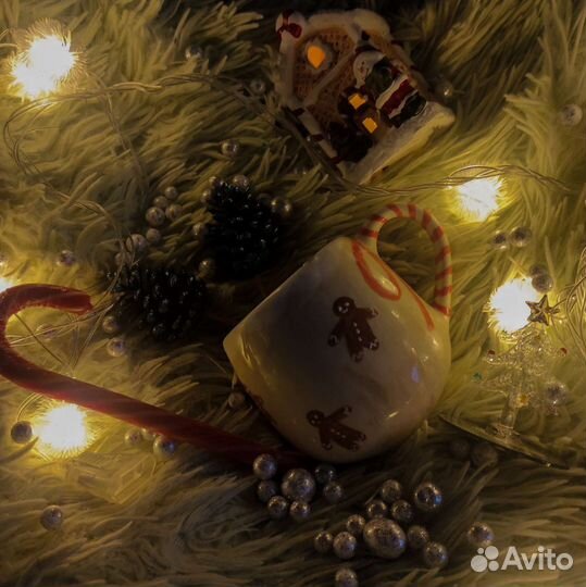 Новогодняя керамическая кружка ручной работы