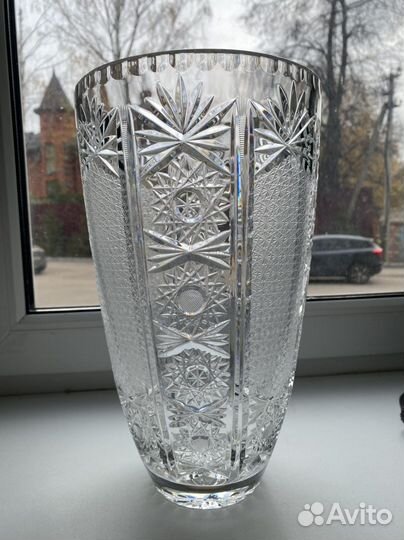 Большая хрустальная ваза Bleikristall гдр