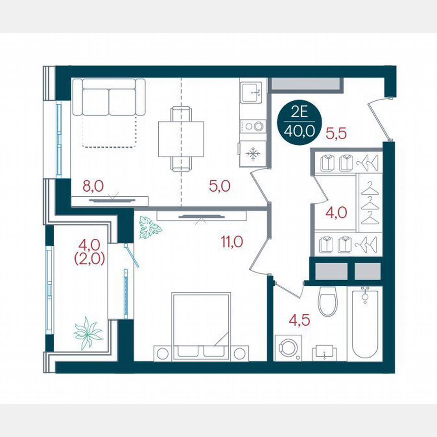 1-к. квартира, 40 м², 20/32 эт.