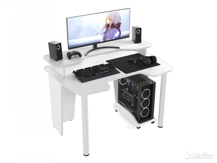 Игровой/геймерский компьютерный стол №8 белый