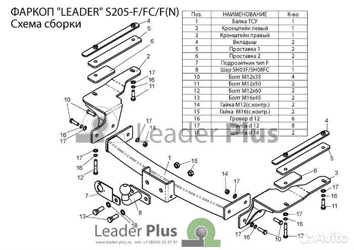 Фаркоп ssang yong rexton 1,2 / kyron 2 нерж. пласт