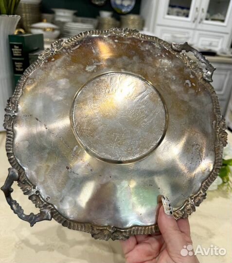 Блюдо с ручками серебрение