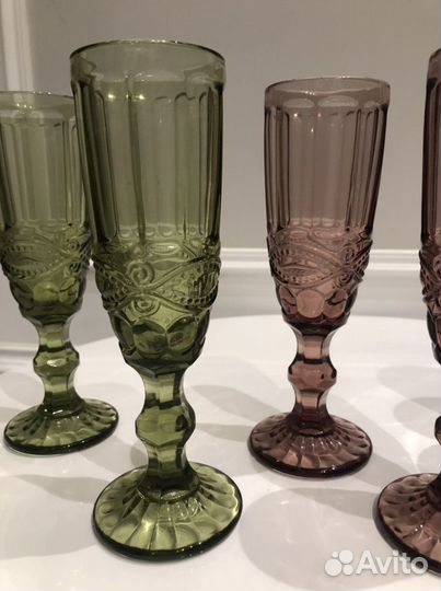 Бокалы фужеры из цветного стекла Вензель