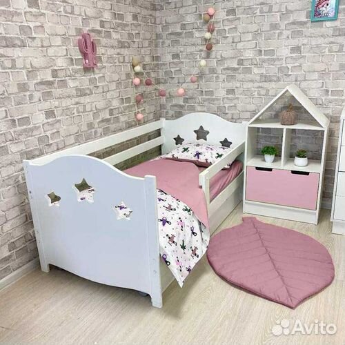 Кроватка с бортиком сингл для малыша берёза