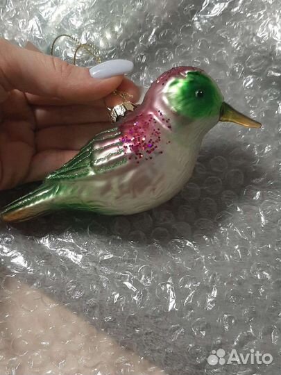 Елочная игрушка стекло рыбка сова птичка