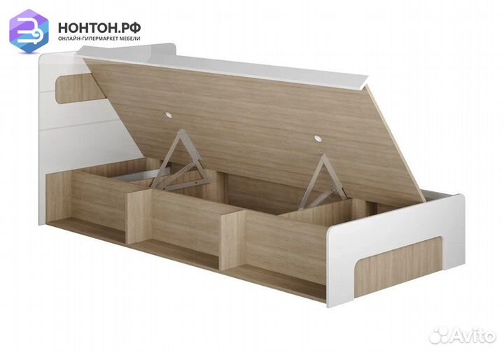 Кровать Палермо-3 Юниор ясень шимо светлый / белый