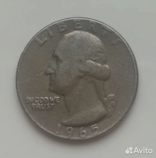 Монета Liberty quarter dollar 1965