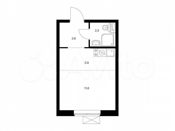 Квартира-студия, 23,6 м², 32/33 эт.