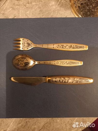 Серебряные нож,вилка,ложка,набор