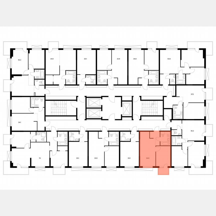 1-к. апартаменты, 34,9 м², 3/24 эт.