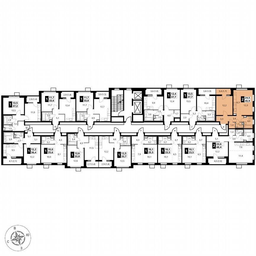 1-к. квартира, 45,9 м², 17/17 эт.