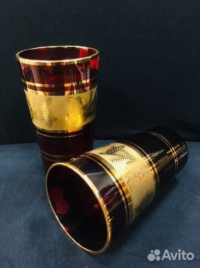 Вазы bohemia, рубин позолота