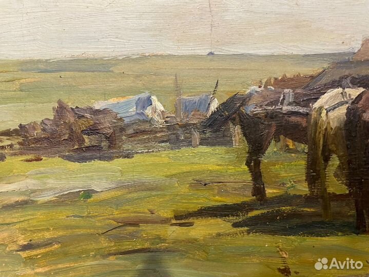 Картина. Лошади. Сельский двор. Аладжалов М.Х