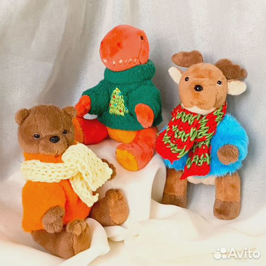 Игрушка ручной работы Медведь бурый Динозавр Олень