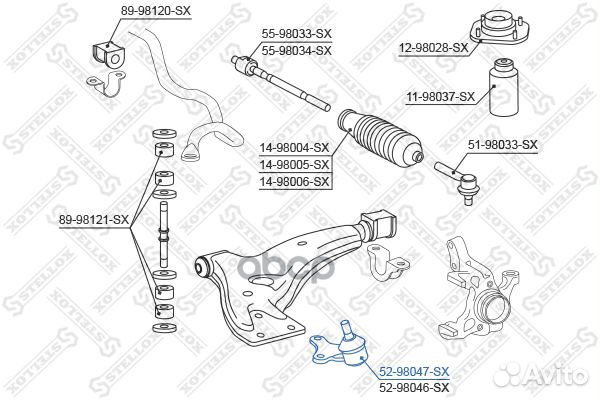 52-98047-SX ***опора шаровая левая Toyota Star