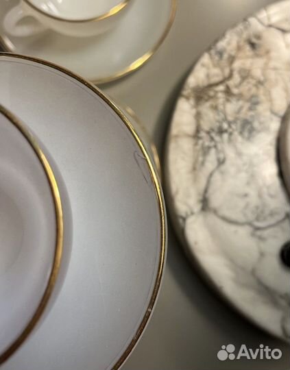 Винтажный набор кофейных пар из опалового стекла