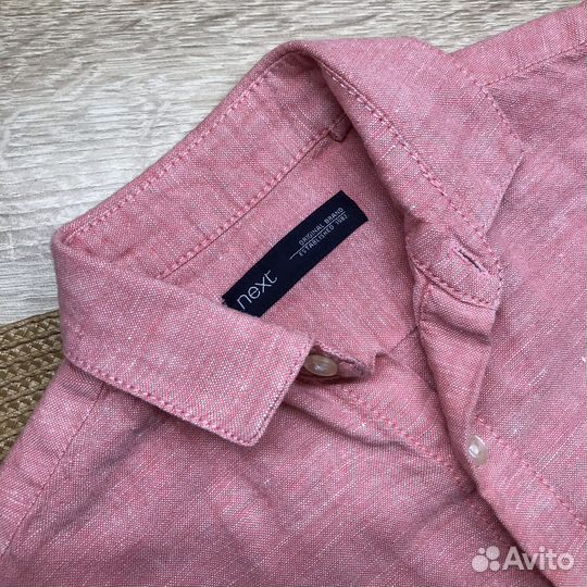 Стильная рубашка next 110 р-р лен и хлопок