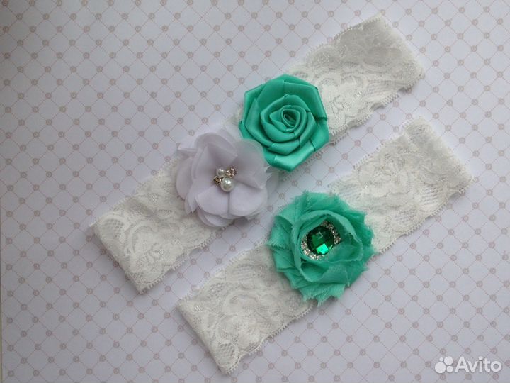 Свадебные аксессуары. Комплект подвязок невесты