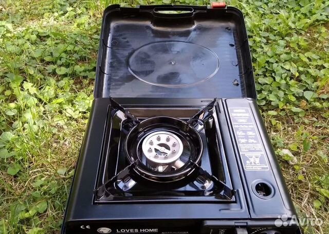 Печка газовая туристическая с переходником в кейсе