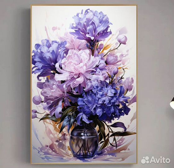 Объемная картина маслом Цветы детальная проработка