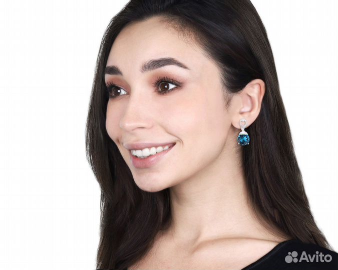 Золотые серьги с топазами 16.78ct Evgeny Matveev