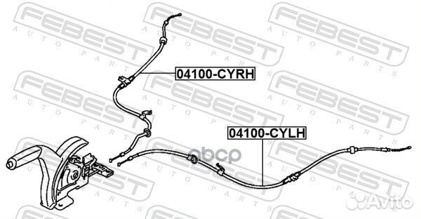 Трос ручного тормоза правый 04100cyrh Febest