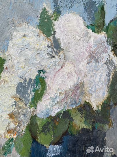 Картина маслом на холсте Белая сирень