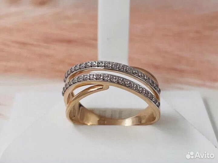 Серебряное позолоченное кольцо 925 пробы16,5