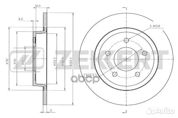 Диск торм. зад. Mazda 3 I II 03- 5 I II 05