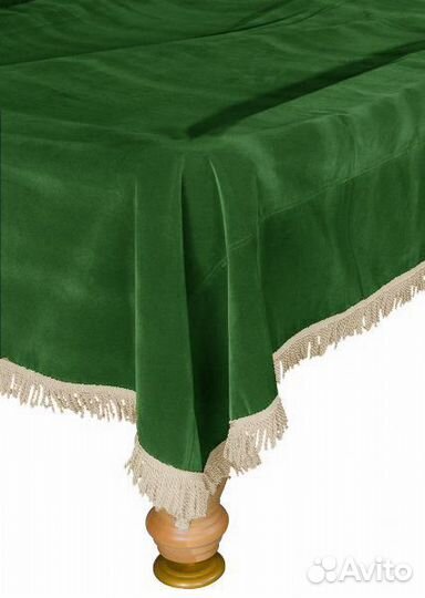 Покрывало для стола 10 ф (бархат, зеленое/бежевая