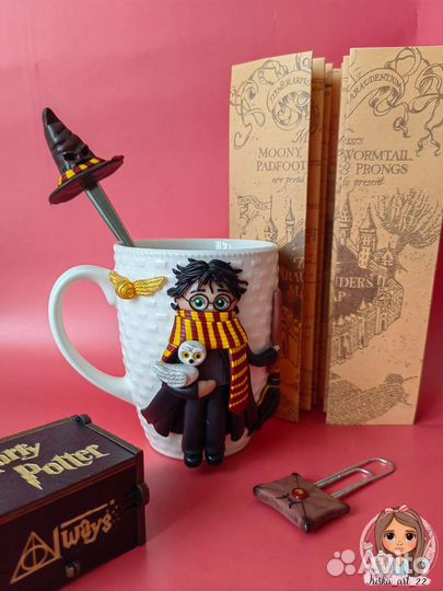 Кружки с декором из полимерной глины Гарри Поттер