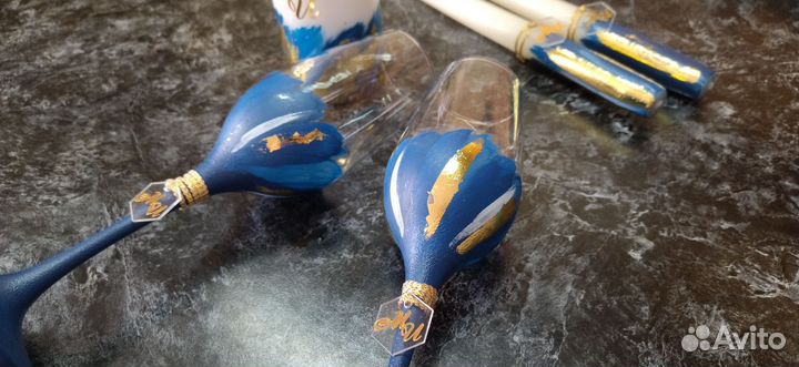 Свадебные бокалы (ручная работа)