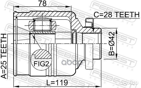 Шрус внутренний правый 25x42x28 2211sorrh Febest