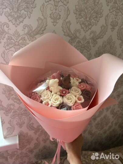 Шоколадные розы шоколадные цветы мишка