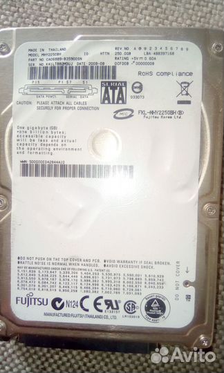 Жесткий диск 250gb SATA для ноутбука