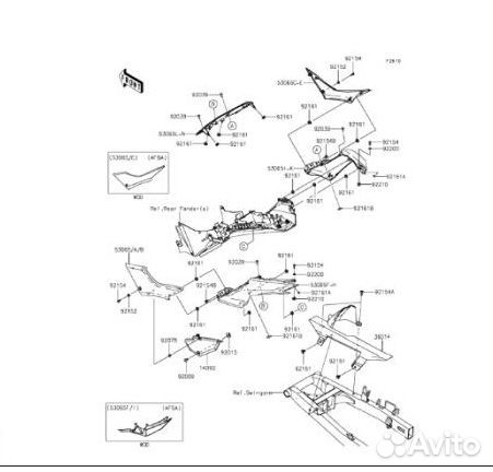 Обтекатель на Kawasaki ninja 300, LH,53065002625Y