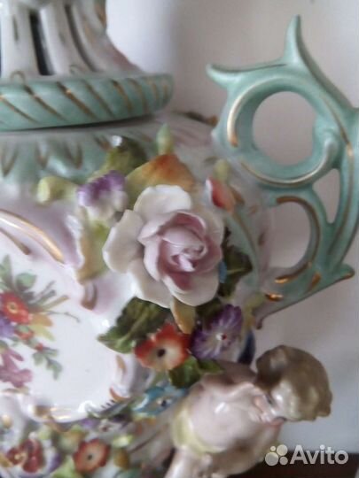 Антикварная фарфоровая ваза Sitzendorf,конец 19в