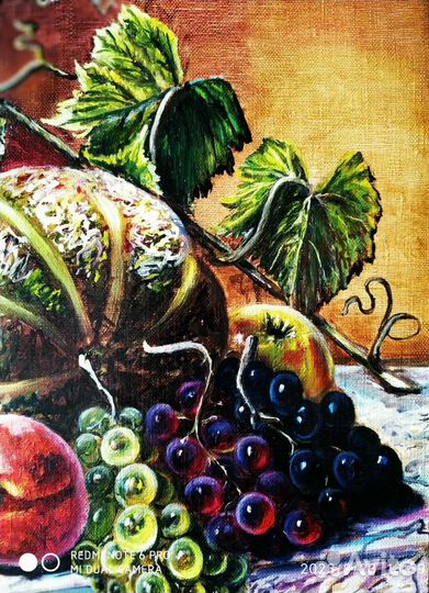 Натюрморт с дыней и персиками