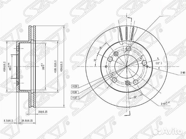 Диск тормозной (Перед) SsangYong Istana 95-04