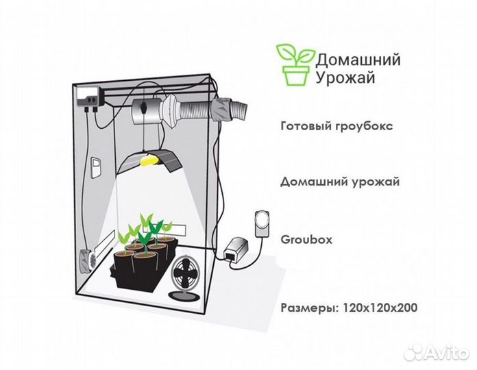 Бюджетный готовый гроубокс 120х120х200см