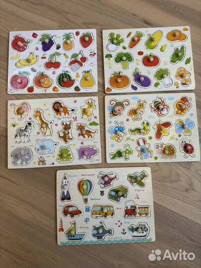 Рамки вкладыши, игры на липучках, пазлы пакетом