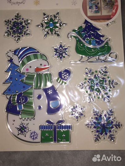Новогодние наклейки на окна