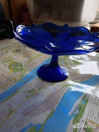 Ваза для фруктов цветное стекло