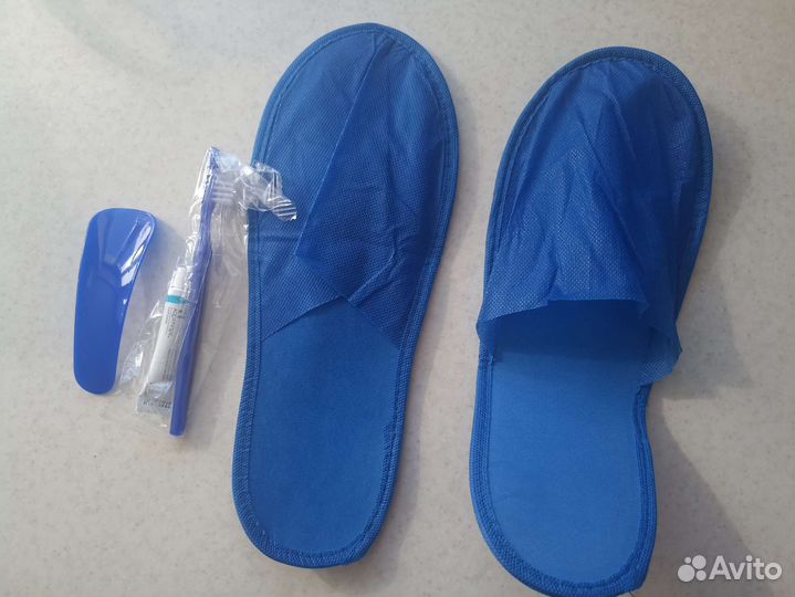 Тапочки зубная щётка и ложечка (Одноразовый набор)