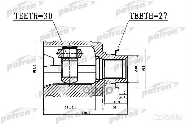 Шрус внутренний 30x40x27 honda accord CL/CN/CM
